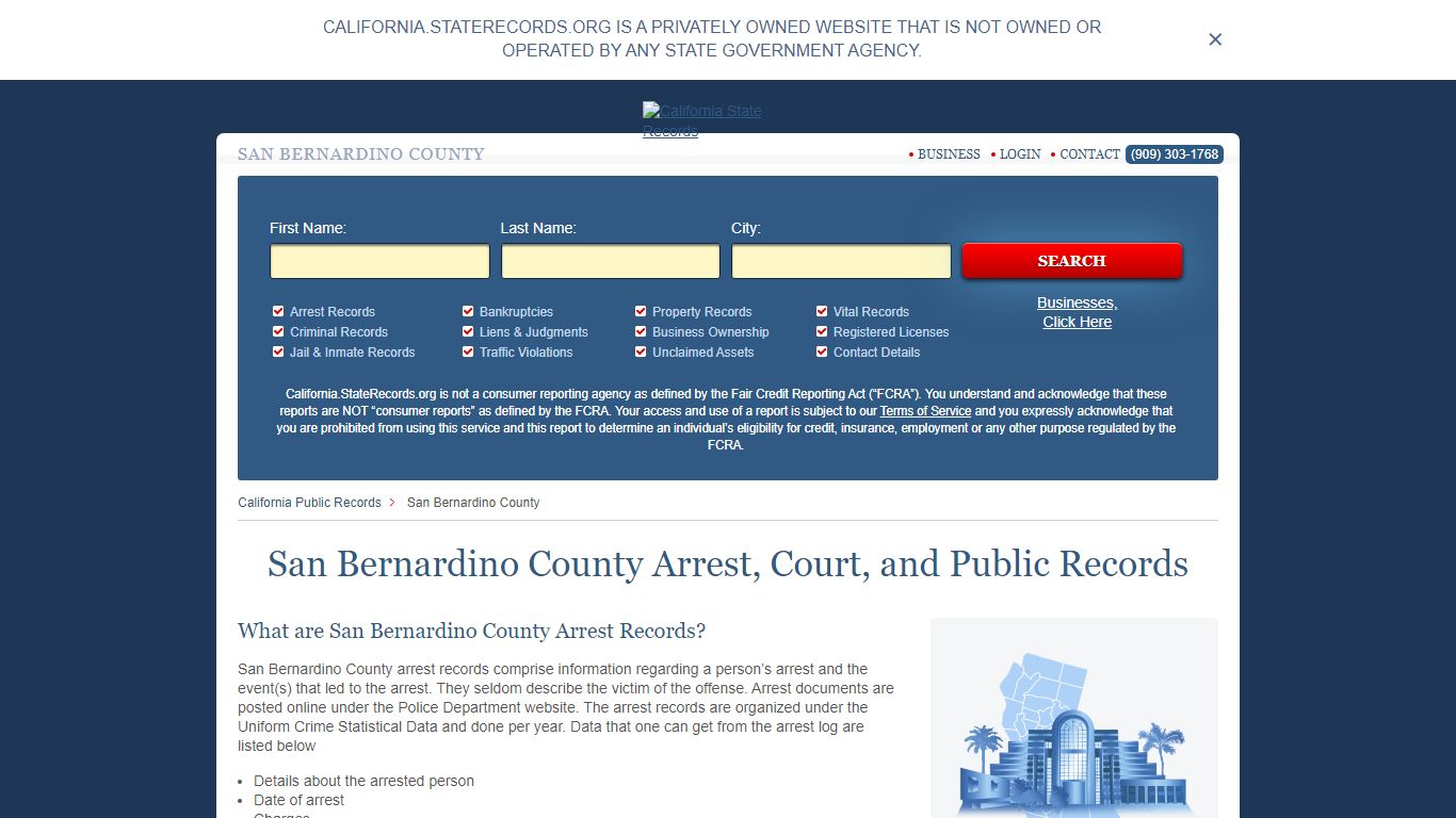 San Bernardino County Arrest, Court, and Public Records